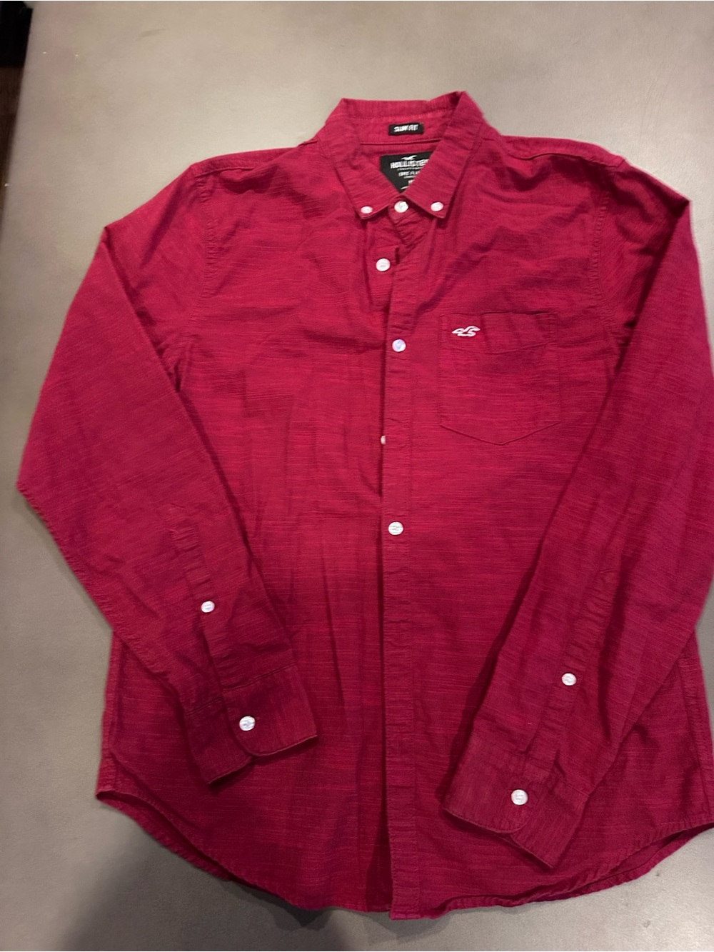 Hollister Men's Button-Down Shirt in Deep Red